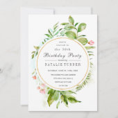 Floral Green Foliage Anniversaire Fête Invitation (Devant)