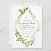 Floral Green Foliage Engagement Fête Invitation (Devant)