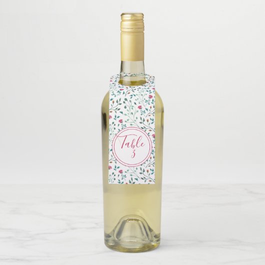 Floral & Green Foliage Pattern | Tabelnummer Flessenhanger (Op fles)