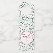 Floral & Green Foliage Pattern | Tabelnummer Flessenhanger (Voorkant)
