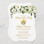 Floral Green Gold Bridal Tea Party Invitation (Devant / Derrière)