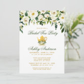 Floral Green Gold Bridal Tea Party Invitation GS (Debout devant)