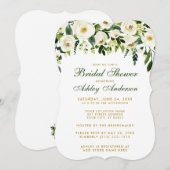 Floral Green Gold Fête des mariées Invitation GB (Devant / Derrière)