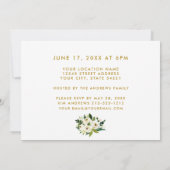 Floral Green Gold Photo Invitation de la fête de g (Dos)