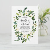 Floral Green Ivory Engagement Parties Invitations (Debout devant)