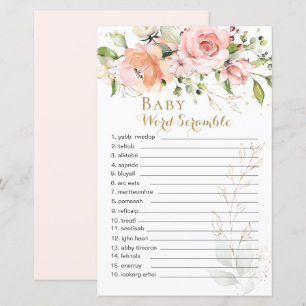 Floral Green laat Baby Word-bromble papieren blad