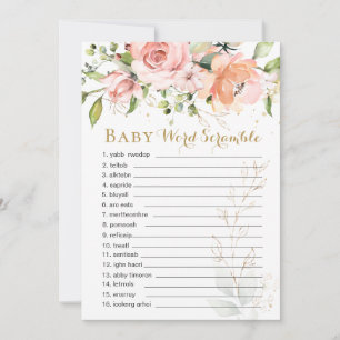 Floral Green laat Baby Word Scramble Game Kaart