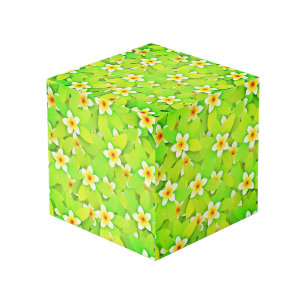 Floral Green laat Gele Bloemen Patroon Kubus