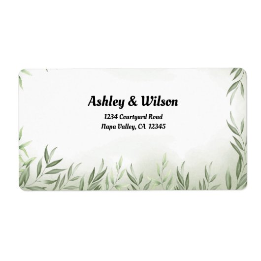 Floral Green Leaves Design Return Label (Voorkant)