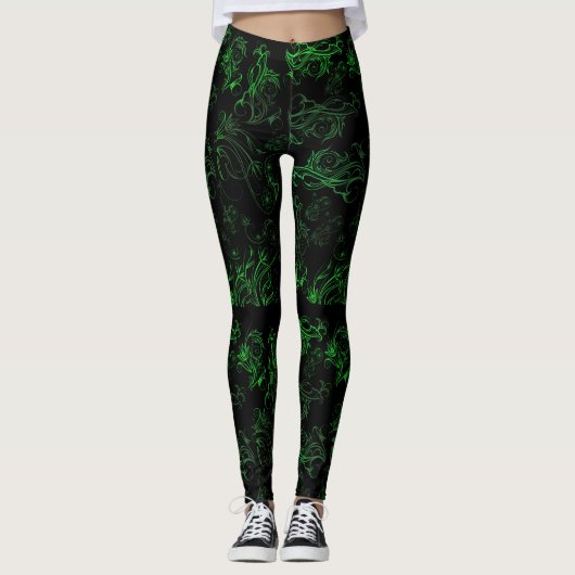 Floral Green-Leggings Leggings (Voorkant)