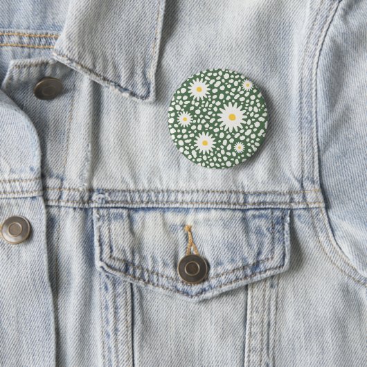 Floral Green Pattern Button (In situ)