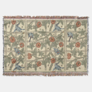 Floral Green Pink  William Morris Trellis Deken