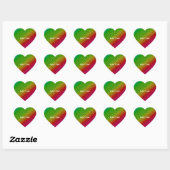 Floral Green Red Rainbow Gradiënt Diagonaal mengse Hart Sticker (Vel)