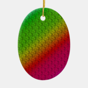 Floral Green Red Rainbow Gradiënt Diagonaal mengse Keramisch Ornament