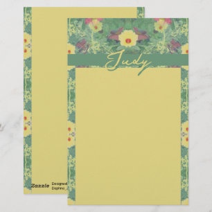 Floral Green Stationery Briefpapier