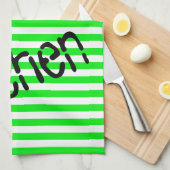 Floral Green Stripe Kitchen Hand Towel Theedoek (Quarter Fold)