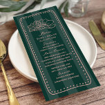 Floral Green Stripe Mariage tropical Menu<br><div class="desc">Tracé floral sur bande verte arrière - plan avec cadre dessiné à la main.</div>