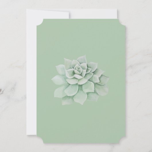 Floral Green Succulent Cactus Wedding Invitation Kaart (Achterkant)