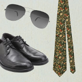 Floral Green William Morris Inspired Monogram Stropdas