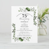 Floral Greenery 75th Wedding Jubileum Kaart (Staand voorkant)