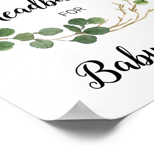 Floral Greenery Baby shower Headband Station Sign Poster (Hoek)