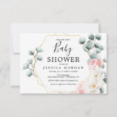 Floral Greenery Baby shower Invitation Kaart (Voorkant)