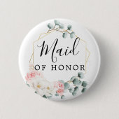 Floral Greenery Bridal Party Button - Maid (Voorkant)