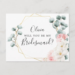 Floral Greenery Bridesmaid-kaartje Briefkaart