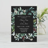 Floral Greenery Elegant Chic Script Name Wedding Kaart (Staand voorkant)