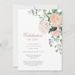 Floral Greenery Funeral Celebration of Life Invita Kaart