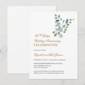Floral Greenery Gold 50ste bruiloft Jubileum Kaart (Voorkant / Achterkant)