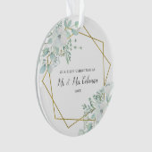 Floral Greenery Gold Geometric Ons eerste kerstfee Ornament (voorkant)