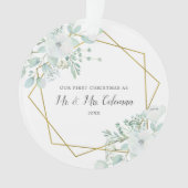 Floral Greenery Gold Geometric Ons eerste kerstfee Ornament (voorkant)