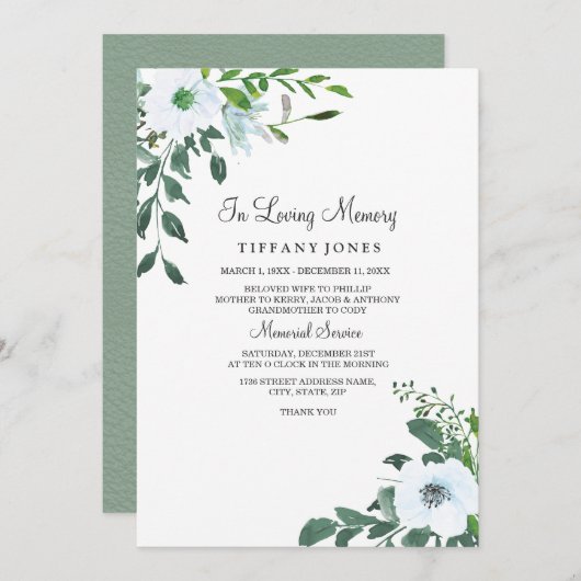Floral Greenery in liefhebbende gedenkdienst Programma (Voorkant / Achterkant)