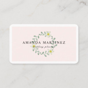 Floral Greenery Krans Blush Roze Visitekaartje