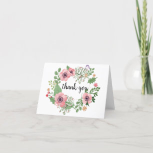 Floral Greenery Merci Cartes