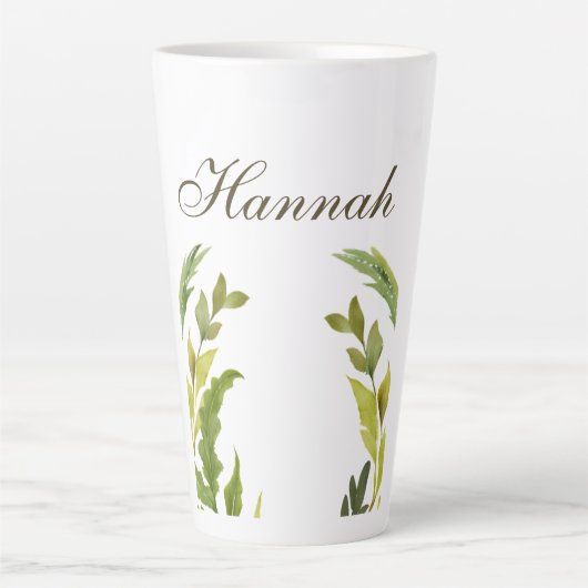 Floral Greenery Professional Trendy Minimalist Latte Mok (Voorkant)