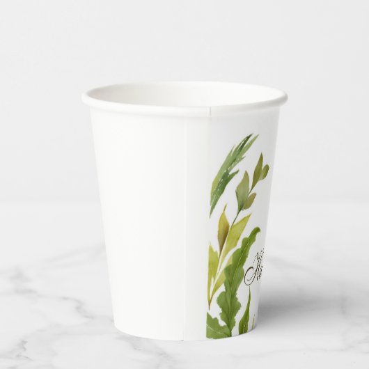 Floral Greenery Professional Trendy Minimalist Papieren Bekers (Rechts)