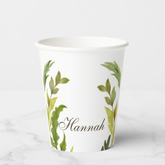 Floral Greenery Professional Trendy Minimalist Papieren Bekers (Voorkant)