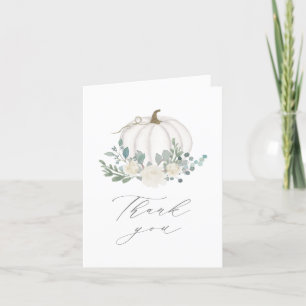 Floral Greenery Pumpkin Baby shower Bedankkaart