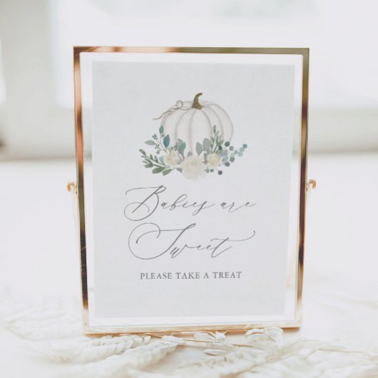 Floral Greenery Pumpkin Baby shower TreSign Poster