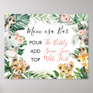 Floral Greenery Safari Baby shower Mam-osa Sign Poster