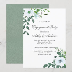 Floral Greenery Summer Engagement Party Kaart
