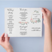 Floral Greenery Tri-Fold Wedding Programme Flyer (Hand)