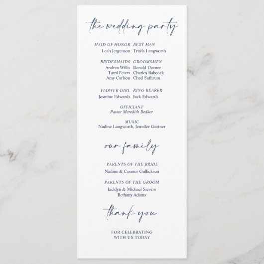 Floral Greenery van de Navy Blue Wedding-programma Programma (Achterkant)