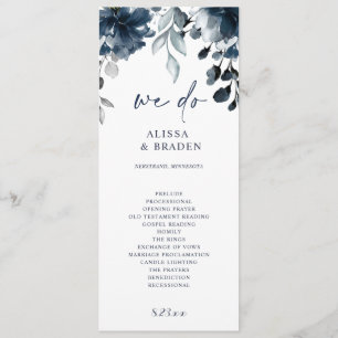 Floral Greenery van de Navy Blue Wedding-programma Programma