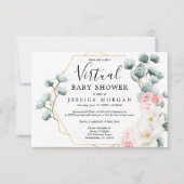 Floral Greenery Virtual Baby shower Invitation Kaart (Voorkant)