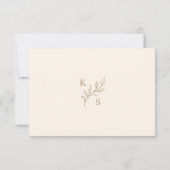 Floral Greenery Wedding Monogram Minimalistisch RSVP Kaartje (Achterkant)