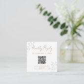 Floral Greenery Wedding Scan Code RSVP Informatiekaartje (Staand voorkant)
