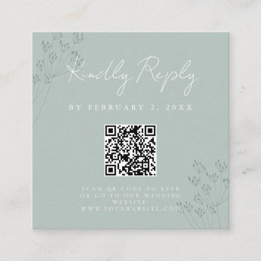 Floral Greenery Wedding Scan Code RSVP Informatiekaartje (Voorkant)